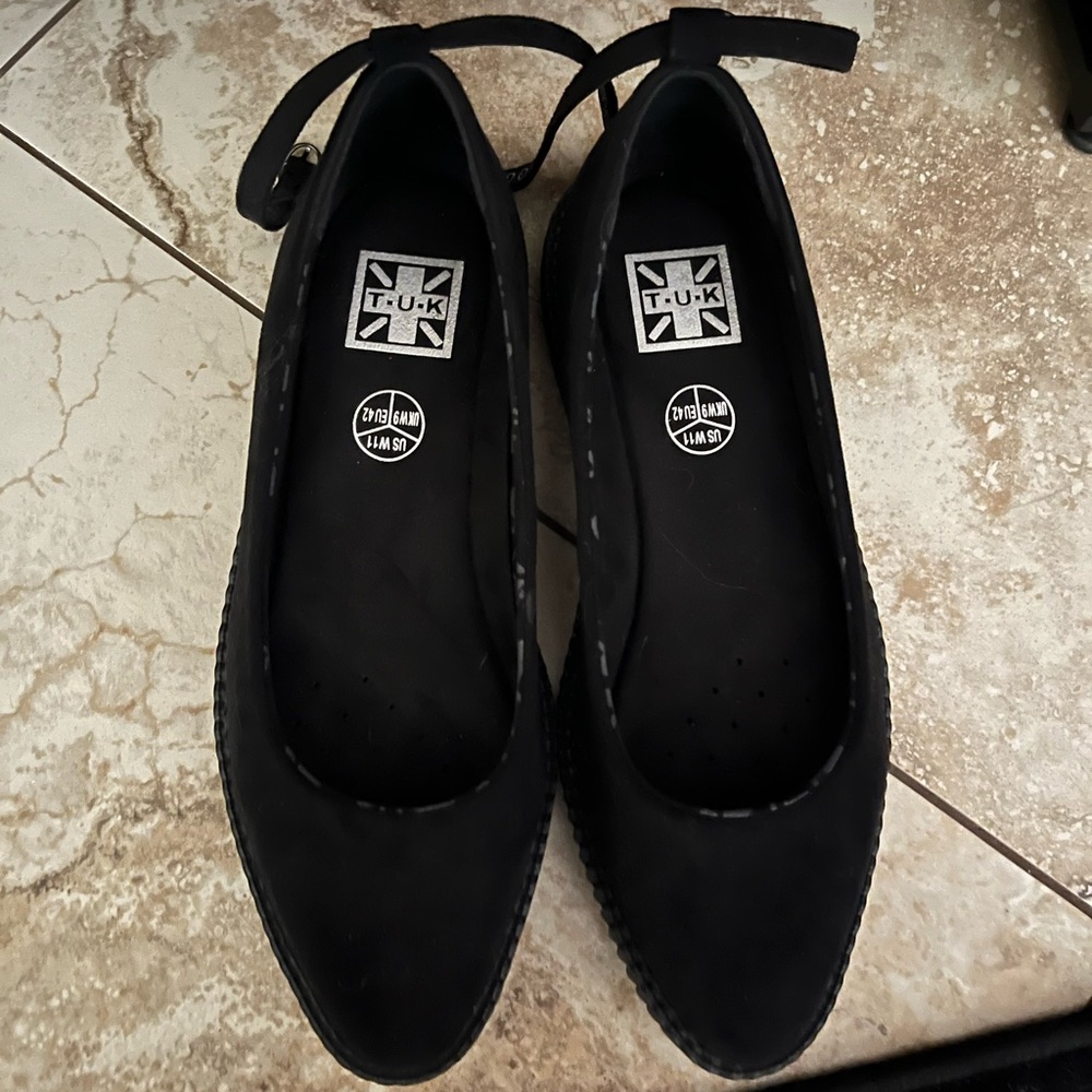 T.U.K Women's Black Loafers with Ankle Straps